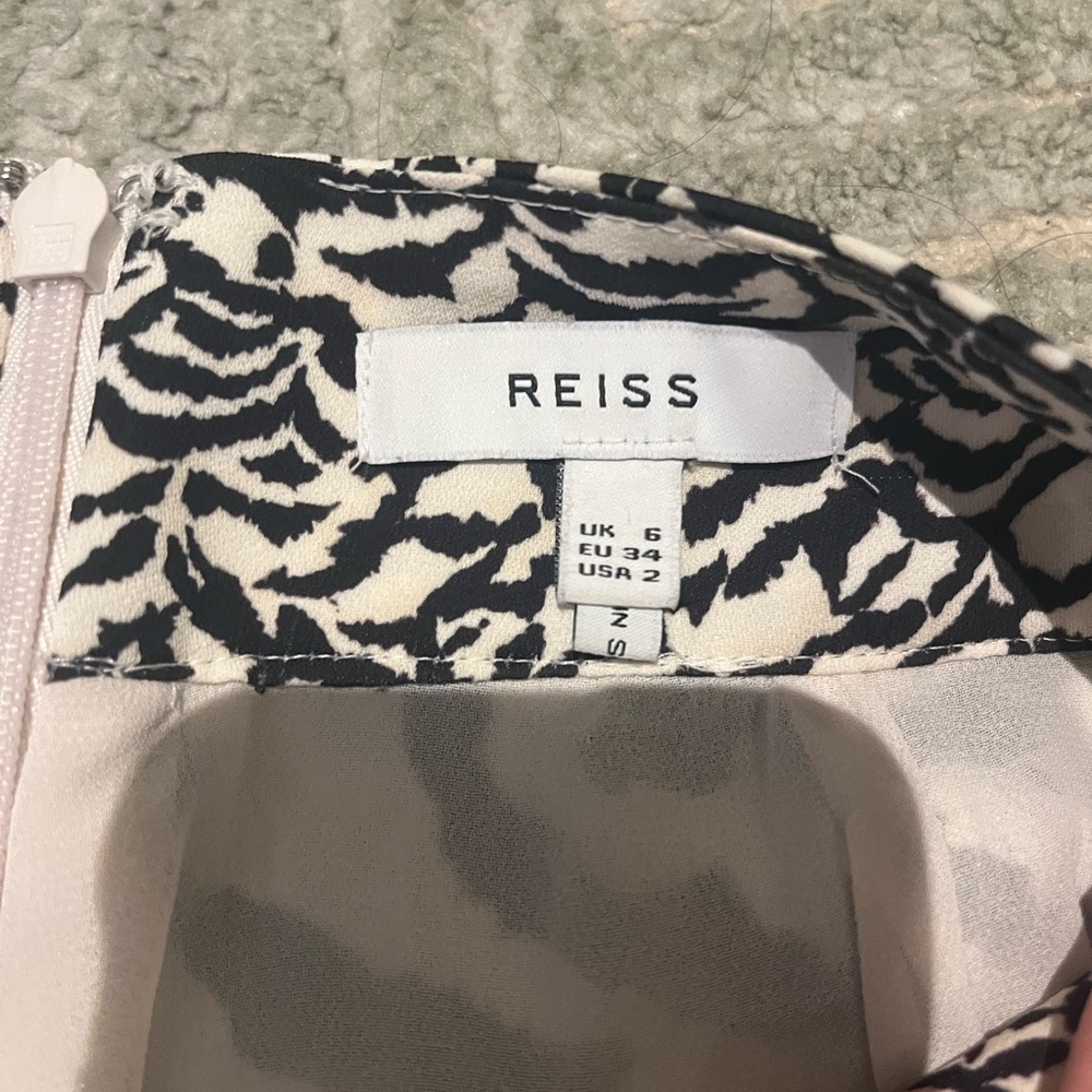 REISS London Black and White Midi Pencil Skirt with Slit - Picture 7 of 7